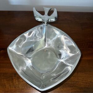 Nima Oberoi Lunares Dove  Decorative Bowl in Silver 10.5"x8"